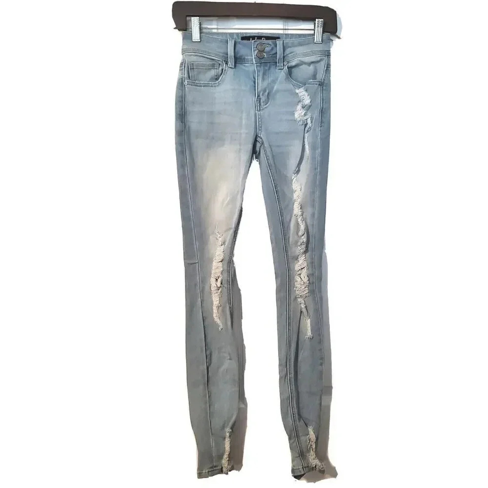Indigo Rein Light Blue Distressed Skinny Jeans Womens/Juniors Size 0
